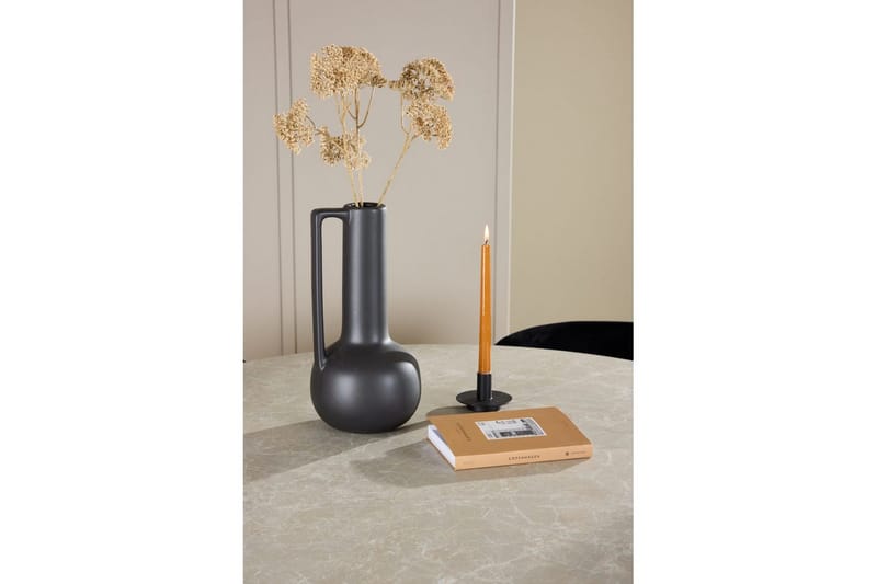 Spisegruppe Lanzo Rund 120 cm Beige med 4 stk Edina Stoler Svart - Svart - Møbler - Bord - Spisegruppe