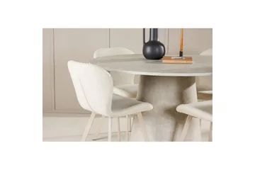 Spisegruppe Lanzo Rund 120 cm med 4 stk Lilja Stoler Beige - Beige - Møbler - Bord - Spisegruppe