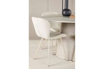 Spisegruppe Lanzo Rund 120 cm med 4 stk Lilja Stoler Beige - Beige - Møbler - Bord - Spisegruppe