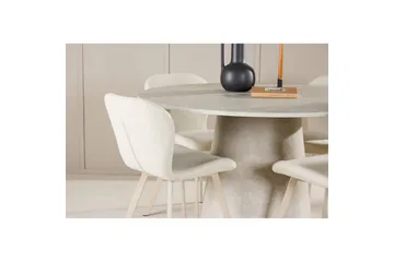 Spisegruppe Lanzo Rund 120 cm med 4 stk Lilja Stoler Beige - Beige - Møbler - Bord - Spisegruppe