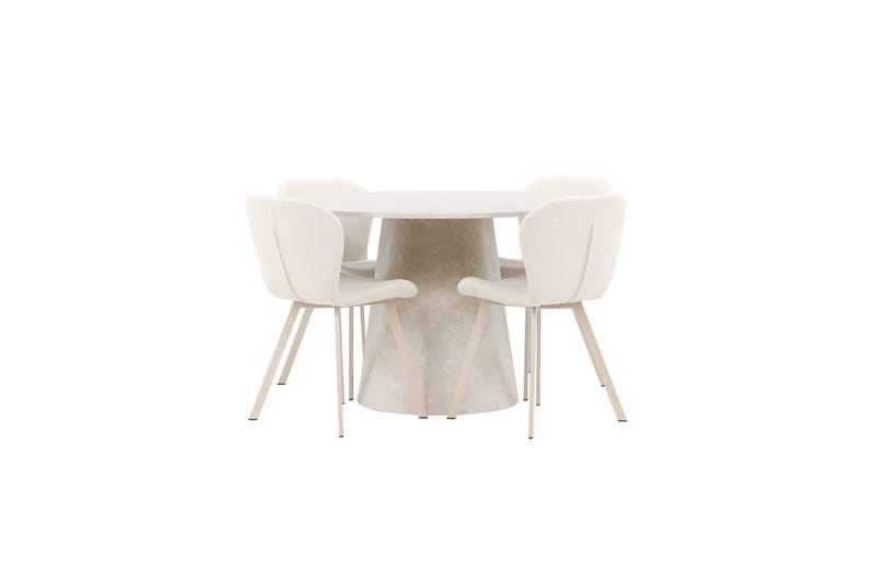 Spisegruppe Lanzo Rund 120 cm med 4 stk Lilja Stoler Beige, Beige