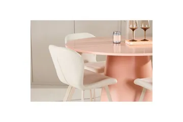 Spisegruppe Lanzo Rund 120 cm med 4 stk Lilja Stoler Rosa - Rosa - Møbler - Bord - Spisegruppe