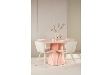 Spisegruppe Lanzo Rund 120 cm med 4 stk Lilja Stoler Rosa - Rosa - Møbler - Bord - Spisegruppe