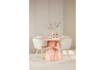 Spisegruppe Lanzo Rund 120 cm med 4 stk Lilja Stoler Rosa - Rosa - Møbler - Bord - Spisegruppe