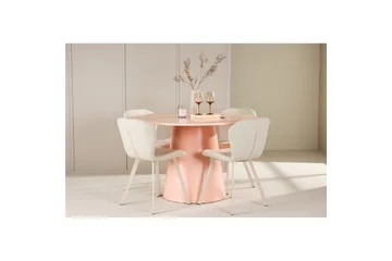 Spisegruppe Lanzo Rund 120 cm med 4 stk Lilja Stoler Rosa - Rosa - Møbler - Bord - Spisegruppe