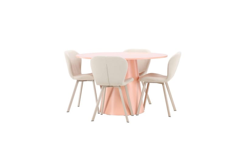 Spisegruppe Lanzo Rund 120 cm med 4 stk Lilja Stoler Rosa - Rosa - Møbler - Bord - Spisegruppe