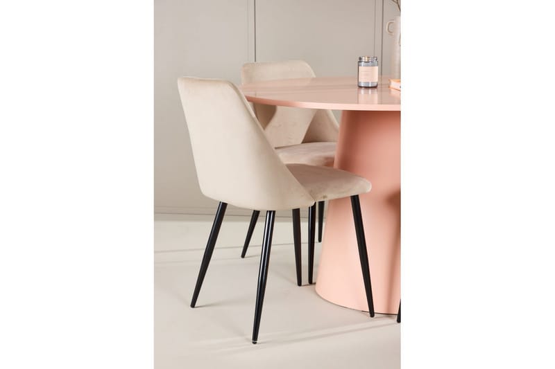 Spisegruppe Lanzo Rund 120 cm med 4 stk Night Stoler Rosa - Rosa - Møbler - Bord - Spisegruppe