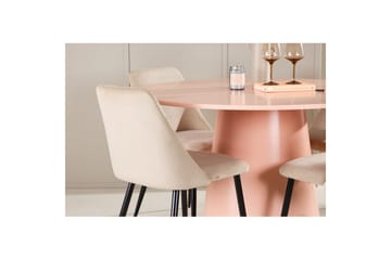 Spisegruppe Lanzo Rund 120 cm med 4 stk Night Stoler Rosa - Rosa - Møbler - Bord - Spisegruppe