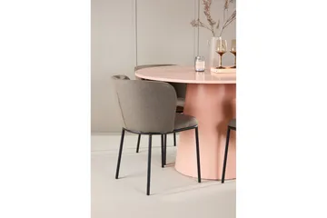 Spisegruppe Lanzo Rund 120 cm Rosa med 4 stk Edina Stoler Svart / Brun - Svart / Brun - Møbler - Bord - Spisegruppe