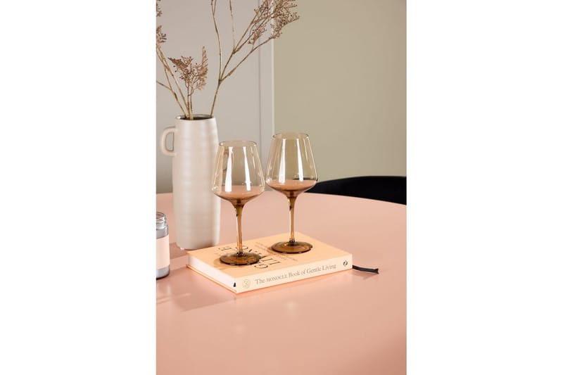 Spisegruppe Lanzo Rund 120 cm Rosa med 4 stk Edina Stoler Svart - Svart - Møbler - Bord - Spisegruppe