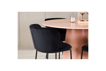 Spisegruppe Lanzo Rund 120 cm Rosa med 4 stk Edina Stoler Svart - Svart - Møbler - Bord - Spisegruppe