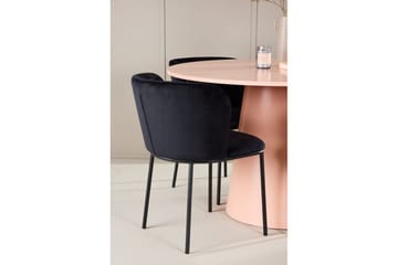 Spisegruppe Lanzo Rund 120 cm Rosa med 4 stk Edina Stoler Svart - Svart - Møbler - Bord - Spisegruppe