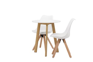 Spisegruppe Leonora 65 cm Rund med 2 Zeno Stoler - Hvit - Møbler - Bord - Spisegruppe