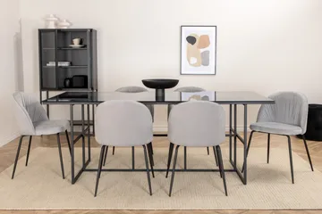 Spisegruppe Leria 200 cm inkl. 6 Foyos stoler - Glass/Svart/Grå - Møbler - Bord - Spisegruppe