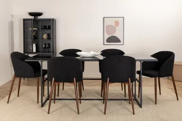 Spisegruppe Leria 200 cm inkl. 6 Kullersbro stoler - Glass/Svart/Brun - Møbler - Bord - Spisegruppe