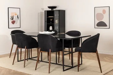 Spisegruppe Leria 200 cm inkl. 6 Kullersbro stoler - Glass/Svart/Brun - Møbler - Bord - Spisegruppe