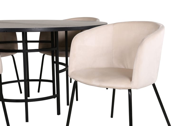Spisegruppe Möbelfashion Copenhagen spisegruppe 140 cm rund med 4 Berit-stoler Beige/Svart - Møbler - Bord - Spisegruppe