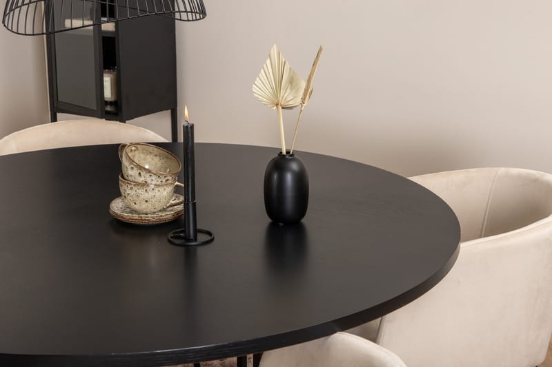 Spisegruppe Möbelfashion Copenhagen spisegruppe 140 cm rund med 4 Berit-stoler Beige/Svart - Møbler - Bord - Spisegruppe