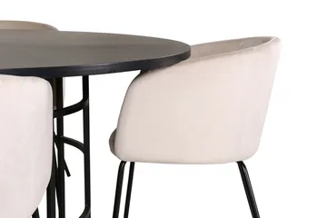 Spisegruppe Möbelfashion Copenhagen spisegruppe 140 cm rund med 4 Berit-stoler Beige/Svart - Møbler - Bord - Spisegruppe