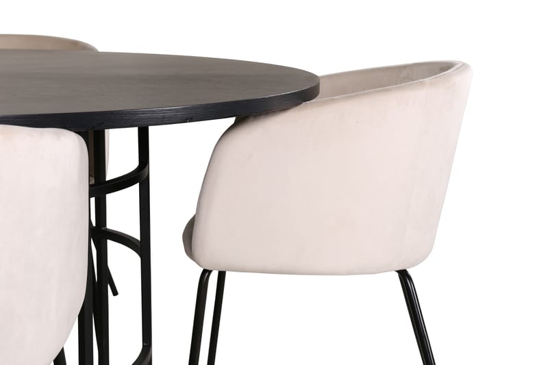 Spisegruppe Möbelfashion Copenhagen spisegruppe 140 cm rund med 4 Berit-stoler Beige/Svart - Møbler - Bord - Spisegruppe