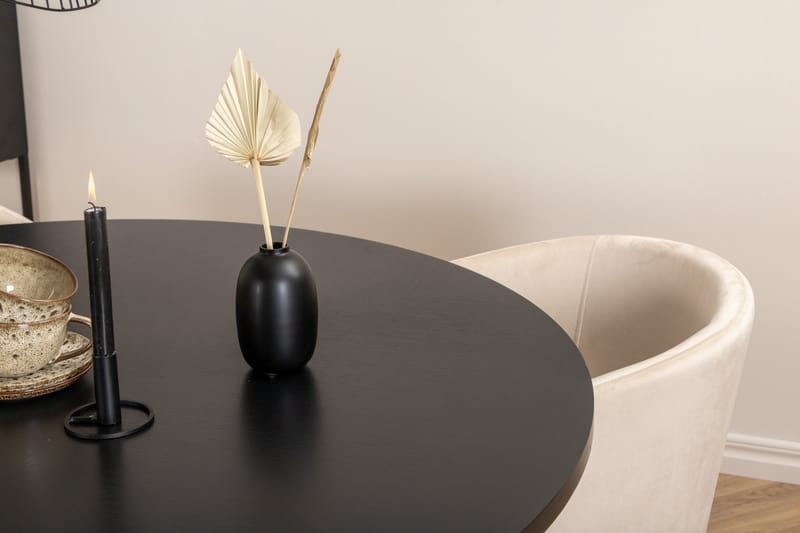 Spisegruppe Möbelfashion Copenhagen spisegruppe 140 cm rund med 4 Berit-stoler Beige/Svart - Møbler - Bord - Spisegruppe