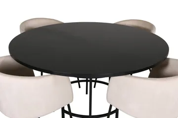 Spisegruppe Möbelfashion Copenhagen spisegruppe 140 cm rund med 4 Berit-stoler Beige/Svart - Møbler - Bord - Spisegruppe