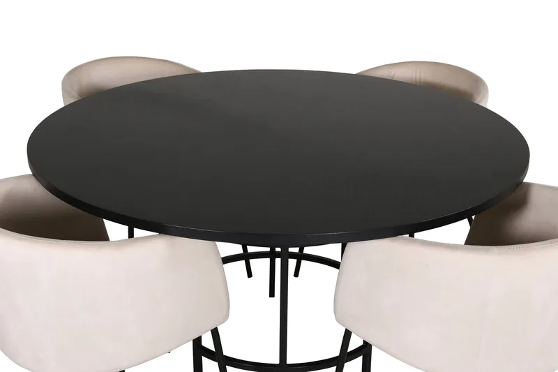 Spisegruppe Möbelfashion Copenhagen spisegruppe 140 cm rund med 4 Berit-stoler Beige/Svart - Møbler - Bord - Spisegruppe