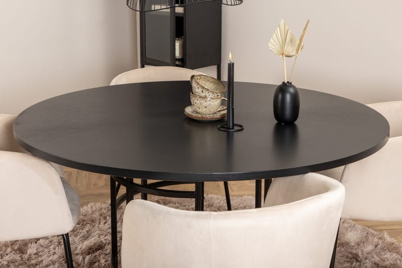 Spisegruppe Möbelfashion Copenhagen spisegruppe 140 cm rund med 4 Berit-stoler Beige/Svart - Møbler - Bord - Spisegruppe