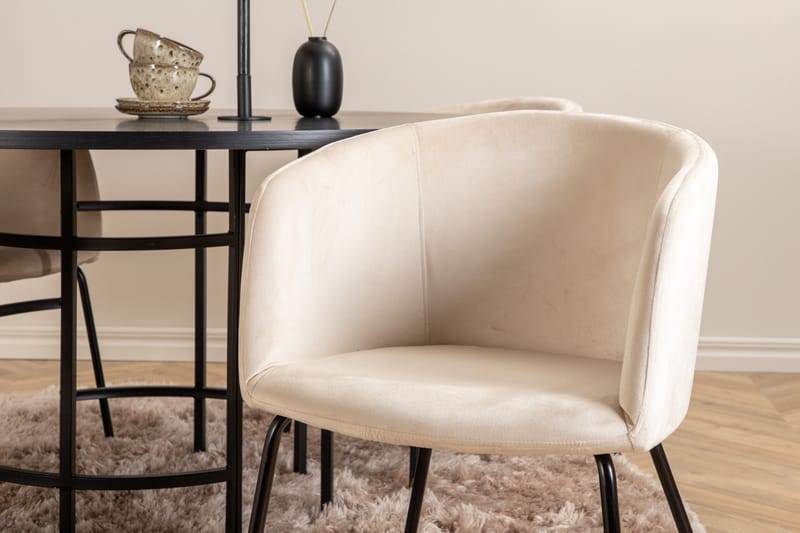 Spisegruppe Möbelfashion Copenhagen spisegruppe 140 cm rund med 4 Berit-stoler Beige/Svart - Møbler - Bord - Spisegruppe