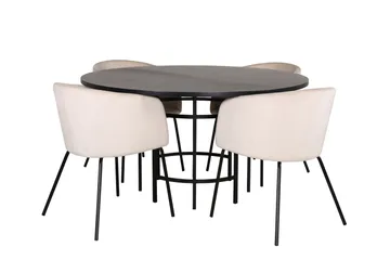 Spisegruppe Möbelfashion Copenhagen spisegruppe 140 cm rund med 4 Berit-stoler Beige/Svart