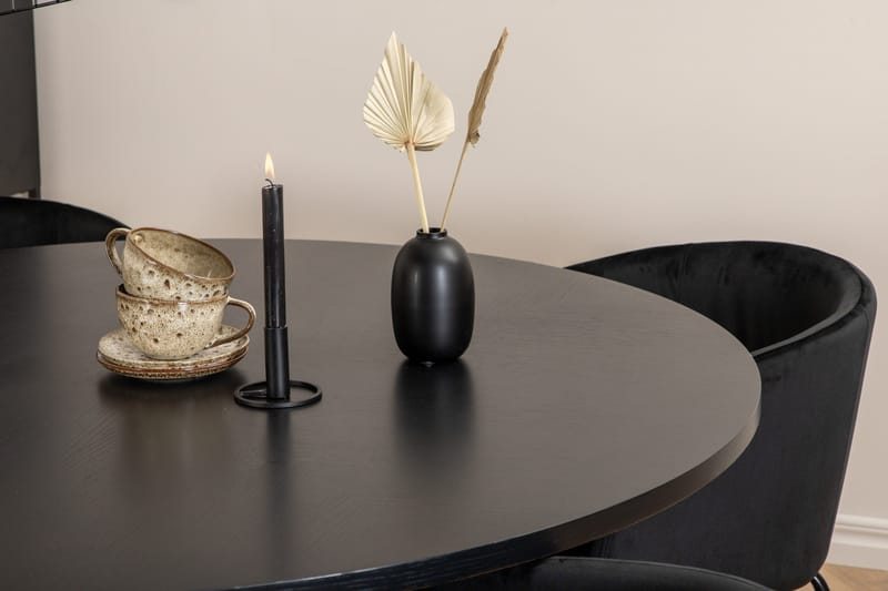 Spisegruppe Möbelfashion Copenhagen spisegruppe 140 cm rund med 4 Berit-stoler Svart - Møbler - Bord - Spisegruppe
