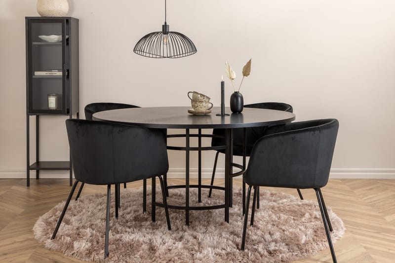 Spisegruppe Möbelfashion Copenhagen spisegruppe 140 cm rund med 4 Berit-stoler Svart - Møbler - Bord - Spisegruppe