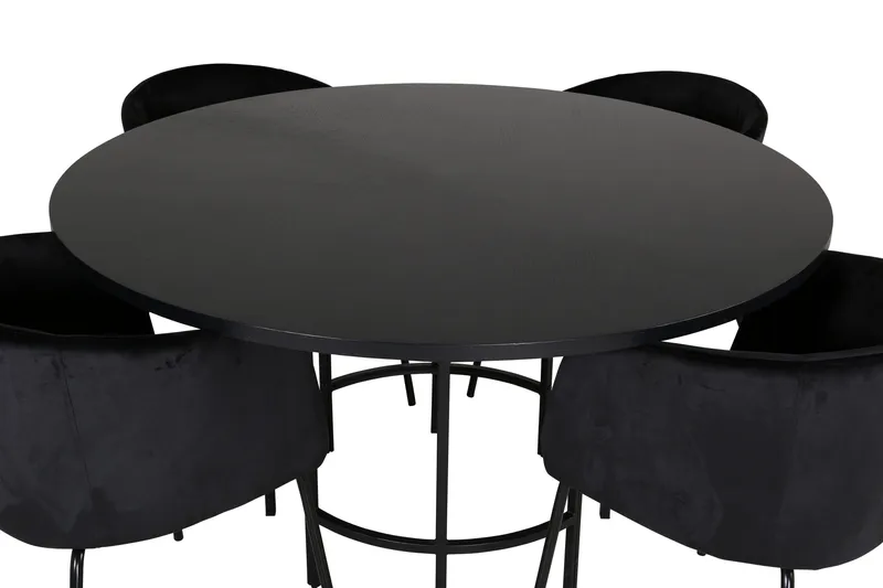 Spisegruppe Möbelfashion Copenhagen spisegruppe 140 cm rund med 4 Berit-stoler Svart - Møbler - Bord - Spisegruppe