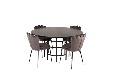 Spisegruppe Möbelfashion Copenhagen spisegruppe 140 cm rund med 4 Limhamn-stoler Svart/grå - Møbler - Bord - Spisegruppe