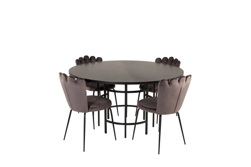Spisegruppe Möbelfashion Copenhagen spisegruppe 140 cm rund med 4 Limhamn-stoler Svart/grå