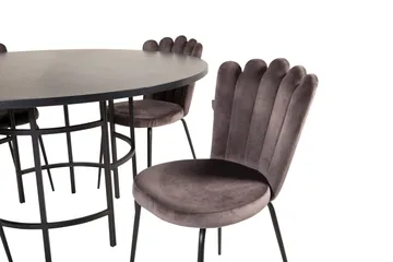 Spisegruppe Möbelfashion Copenhagen spisegruppe 140 cm rund med 4 Limhamn-stoler Svart/grå - Møbler - Bord - Spisegruppe
