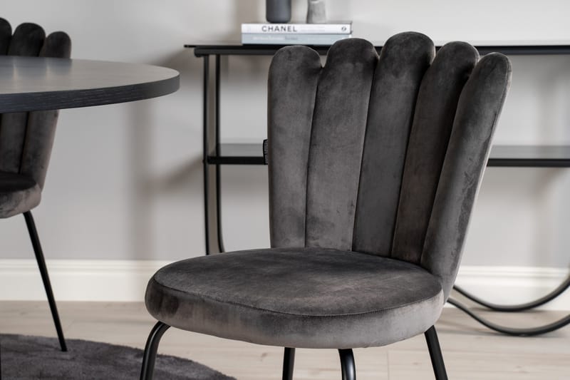 Spisegruppe Möbelfashion Copenhagen spisegruppe 140 cm rund med 4 Limhamn-stoler Svart/grå - Møbler - Bord - Spisegruppe