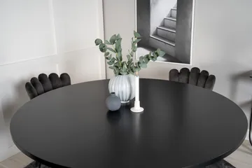 Spisegruppe Möbelfashion Copenhagen spisegruppe 140 cm rund med 4 Limhamn-stoler Svart/grå - Møbler - Bord - Spisegruppe