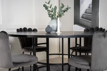 Spisegruppe Möbelfashion Copenhagen spisegruppe 140 cm rund med 4 Limhamn-stoler Svart/grå - Møbler - Bord - Spisegruppe