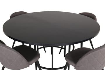 Spisegruppe Möbelfashion Copenhagen spisegruppe 140 cm rund med 4 Velvet-stoler Svart/grå - Møbler - Bord - Spisegruppe