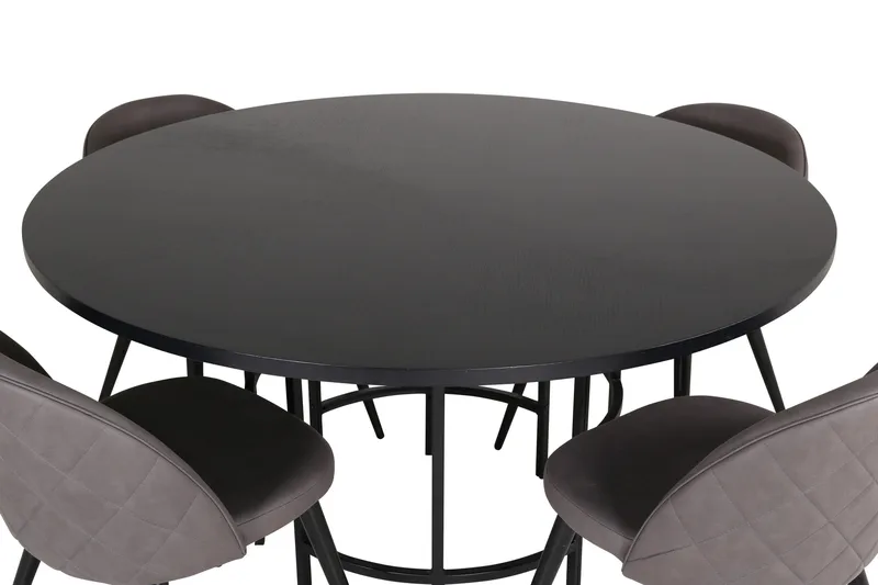 Spisegruppe Möbelfashion Copenhagen spisegruppe 140 cm rund med 4 Velvet-stoler Svart/grå - Møbler - Bord - Spisegruppe