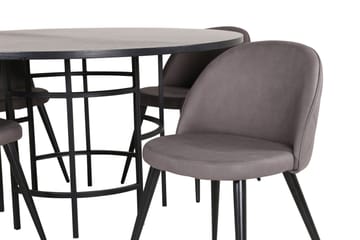 Spisegruppe Möbelfashion Copenhagen spisegruppe 140 cm rund med 4 Velvet-stoler Svart/grå - Møbler - Bord - Spisegruppe