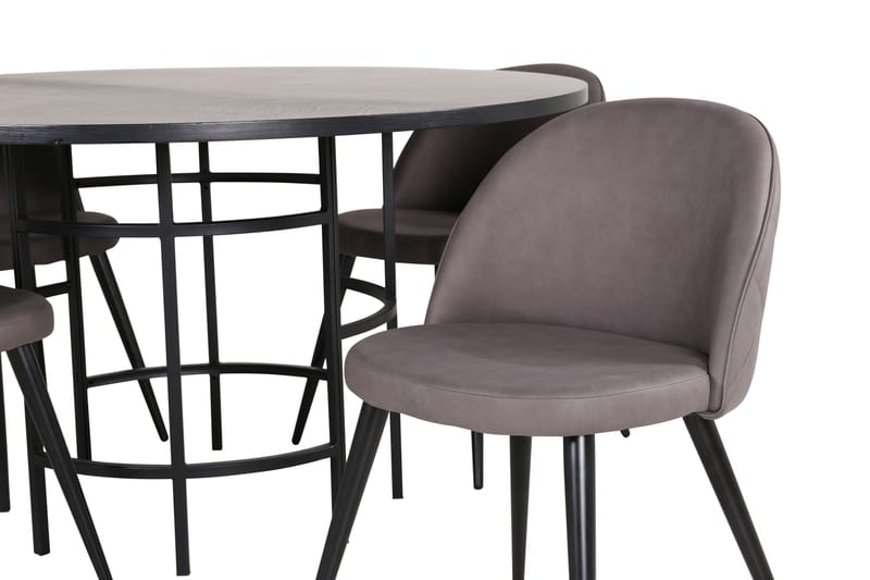 Spisegruppe Möbelfashion Copenhagen spisegruppe 140 cm rund med 4 Velvet-stoler Svart/grå - Møbler - Bord - Spisegruppe