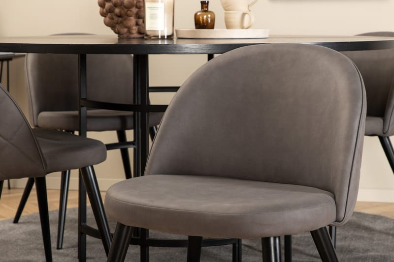 Spisegruppe Möbelfashion Copenhagen spisegruppe 140 cm rund med 4 Velvet-stoler Svart/grå - Møbler - Bord - Spisegruppe
