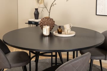 Spisegruppe Möbelfashion Copenhagen spisegruppe 140 cm rund med 4 Velvet-stoler Svart/grå - Møbler - Bord - Spisegruppe