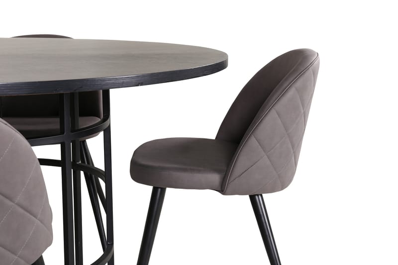Spisegruppe Möbelfashion Copenhagen spisegruppe 140 cm rund med 4 Velvet-stoler Svart/grå - Møbler - Bord - Spisegruppe