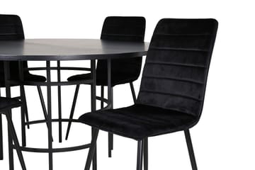 Spisegruppe Möbelfashion Copenhagen spisegruppe 140 cm rund med 4 Windu Lyx-stoler Svart - Møbler - Bord - Spisegruppe