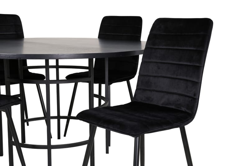 Spisegruppe Möbelfashion Copenhagen spisegruppe 140 cm rund med 4 Windu Lyx-stoler Svart - Møbler - Bord - Spisegruppe