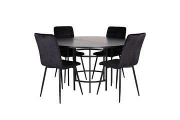 Spisegruppe Möbelfashion Copenhagen spisegruppe 140 cm rund med 4 Windu Lyx-stoler Svart - Møbler - Bord - Spisegruppe