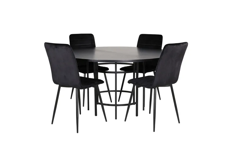 Spisegruppe Möbelfashion Copenhagen spisegruppe 140 cm rund med 4 Windu Lyx-stoler Svart